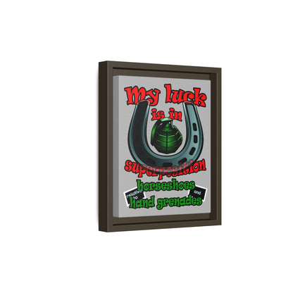 my luck - framed canvas art (light grey)