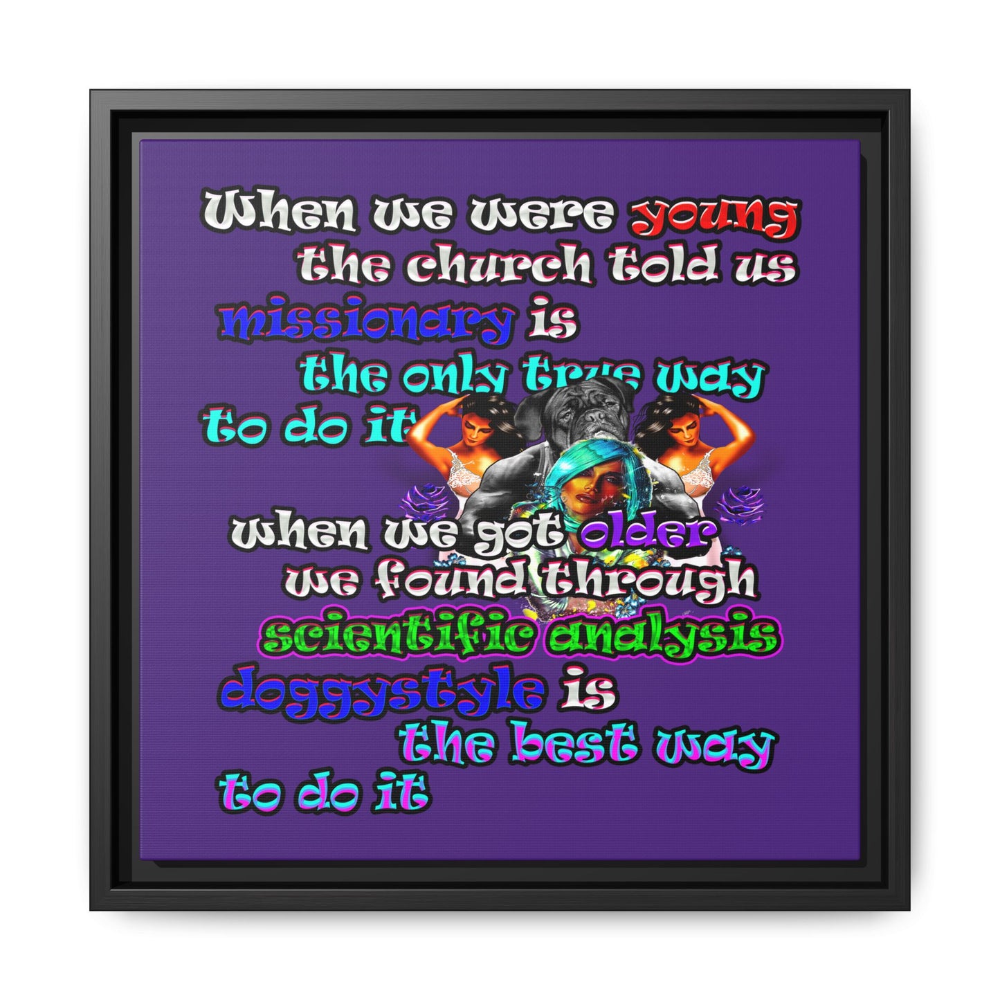 doggystyle - framed canvas art (purple)