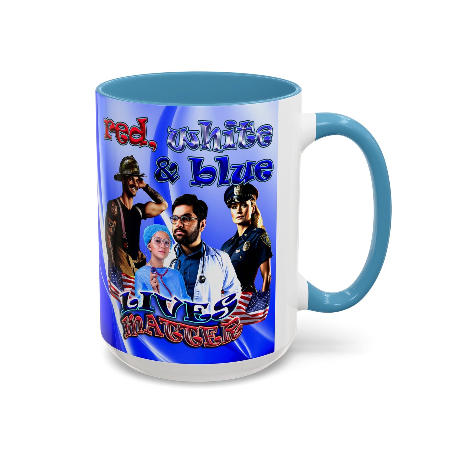 rw&b lives matter - Accent Mug (blue-white wave)
