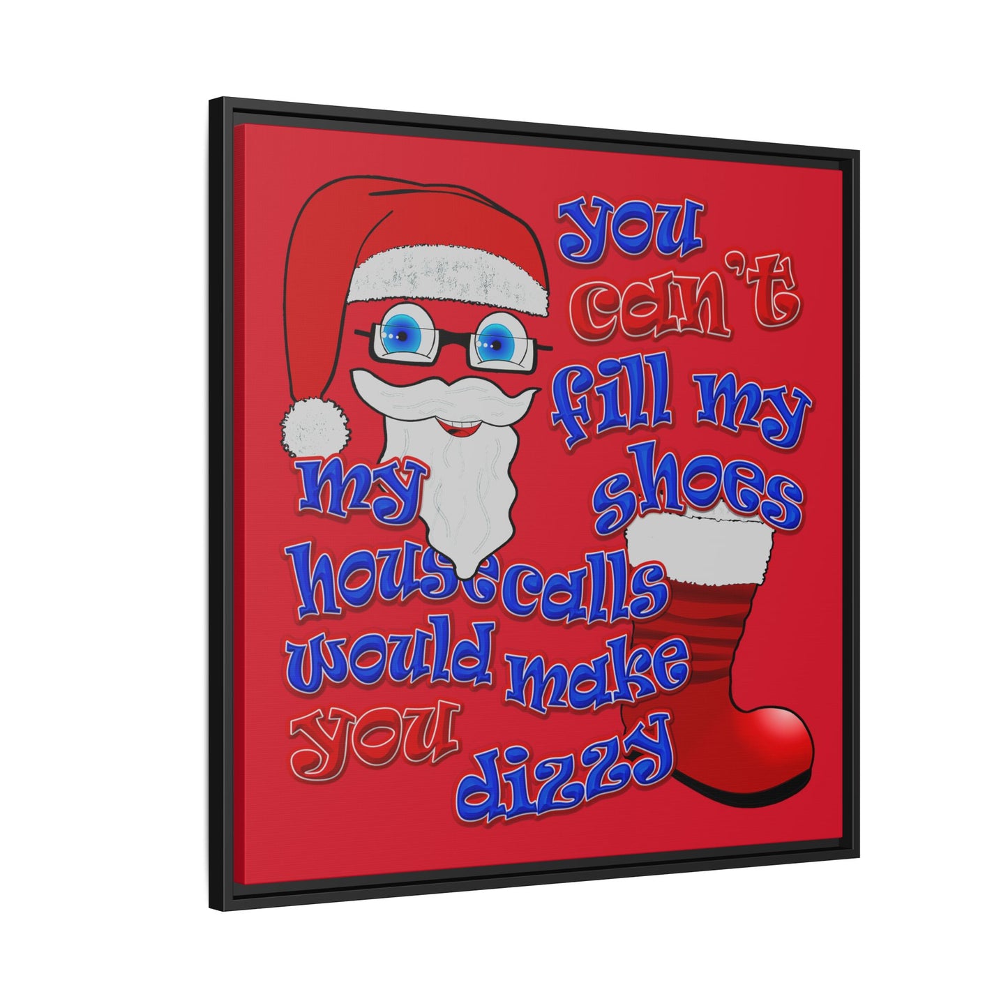 santa's shoes - framed canvas art (dark red)