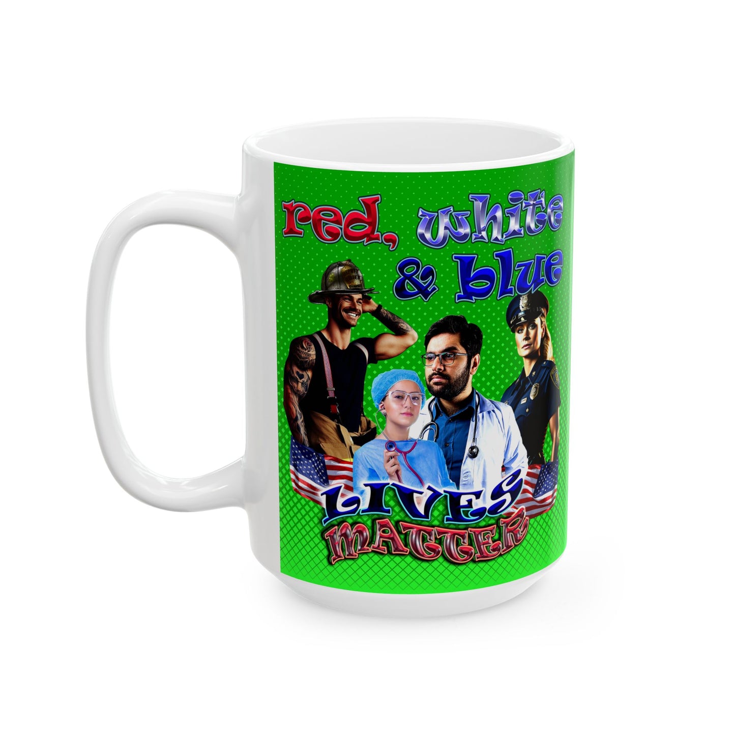 rw&b lives matter - White Mug (logo green)