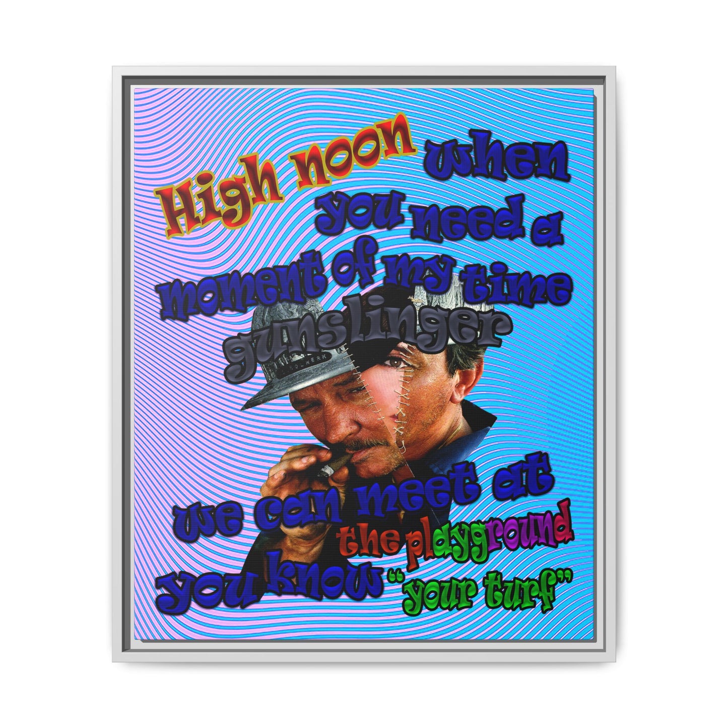 high noon - framed canvas art (light blue-purple wave)
