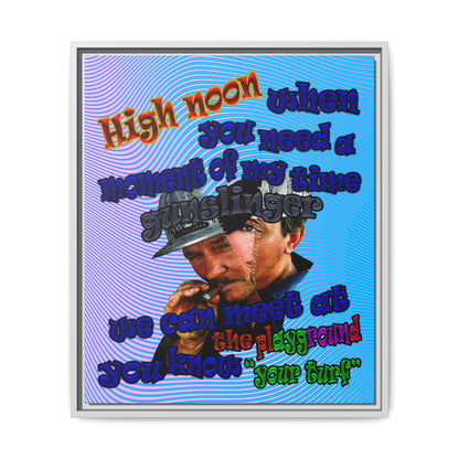 high noon - framed canvas art (light blue-purple wave)