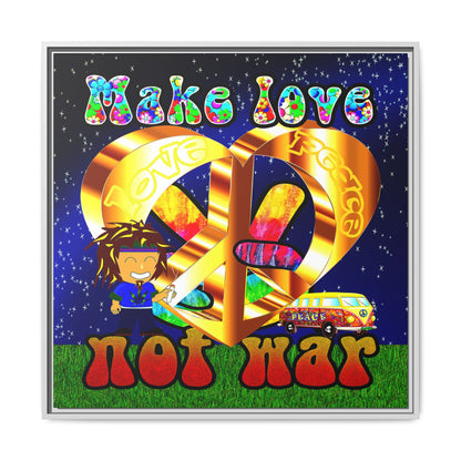 love peace - framed canvas art ('snoops' background)