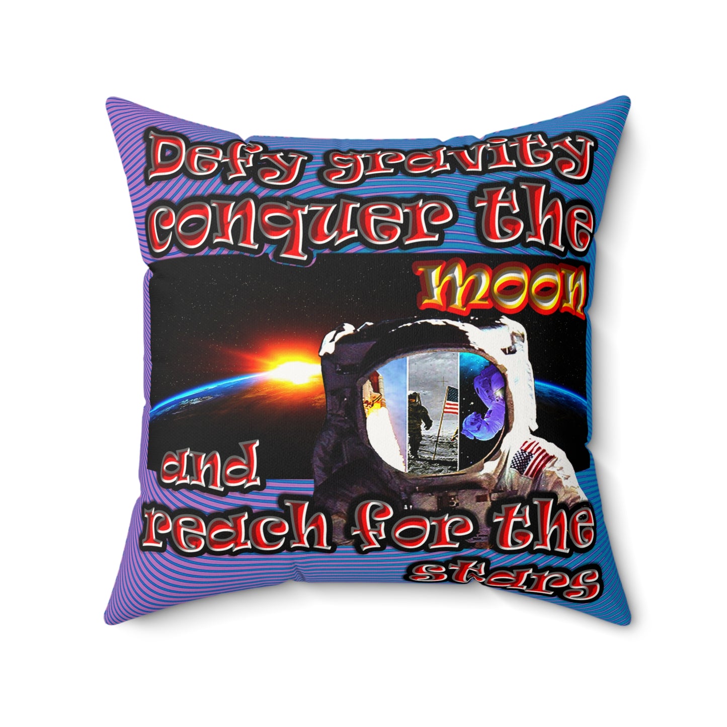 defy conquer reach - Faux Suede Square Pillow - (light blue-purple wave)
