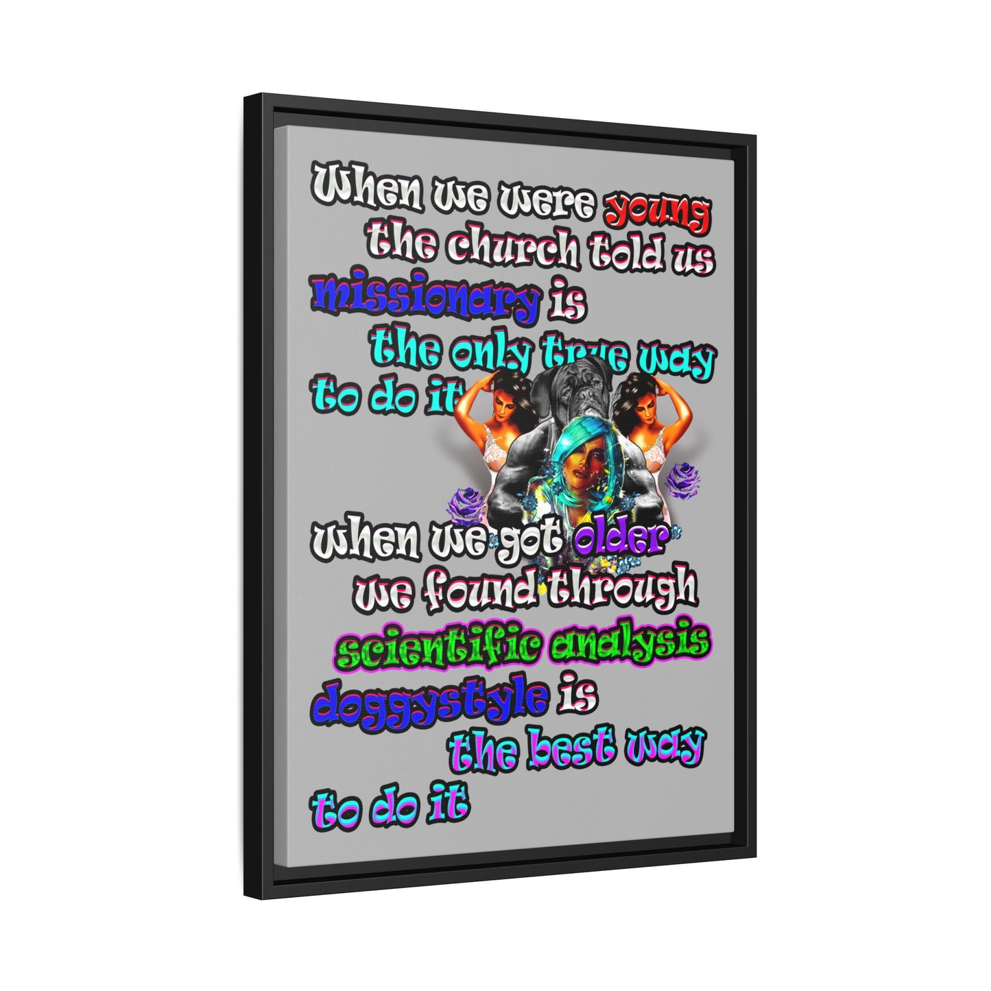 doggystyle - framed canvas art (light grey)