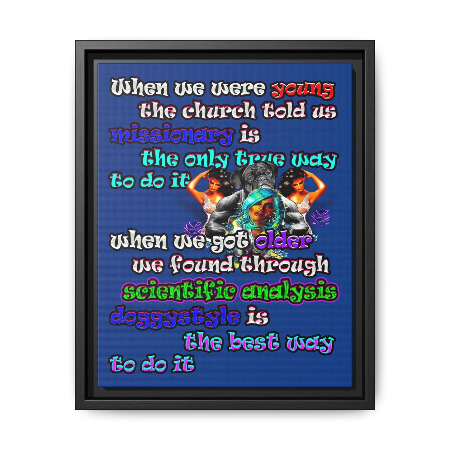 doggystyle - framed canvas art (dark blue)