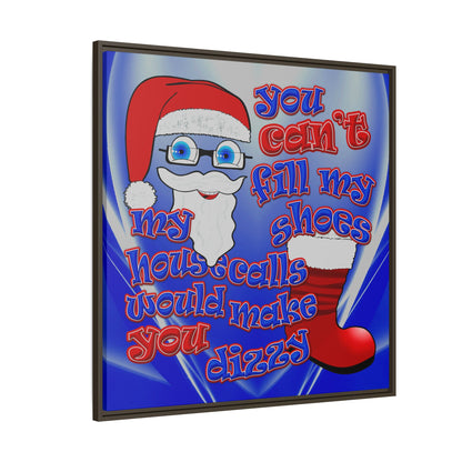 santa's shoes - framed canvas art (blue-white wave)