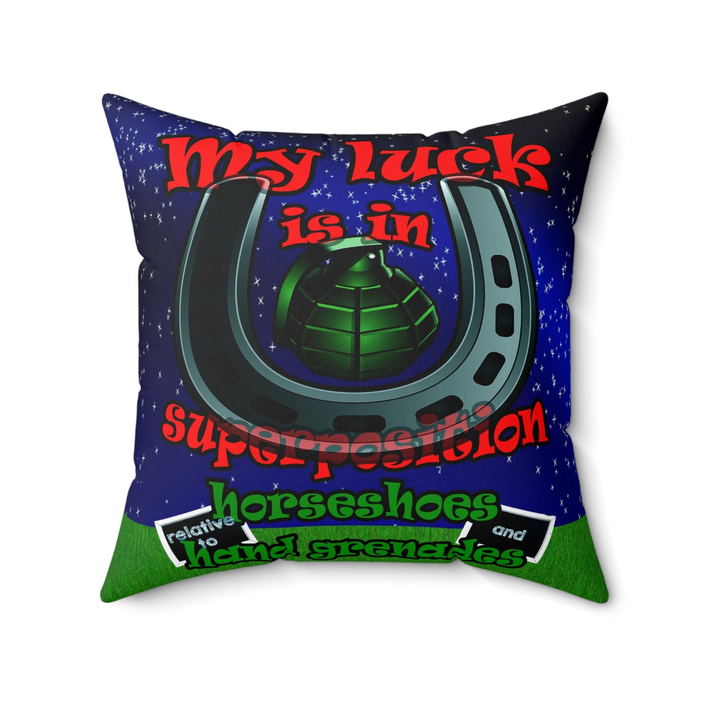 my luck - Spun Polyester Square Pillow - ('snoops' background)