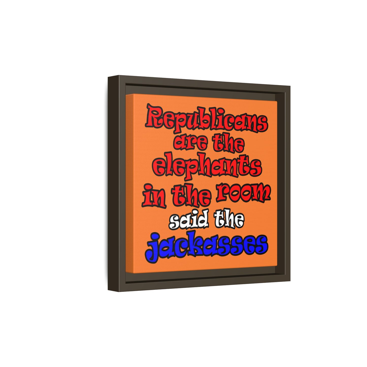 donkeys and elephants - framed canvas art (crusta)
