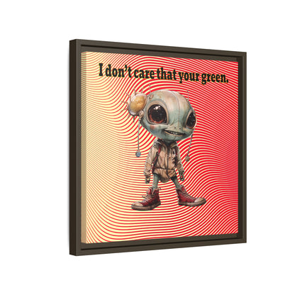 I don't care that your green - framed canvas art (yellow-orange wave)
