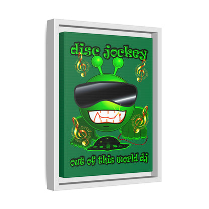 disc jockey - framed canvas art (dark green)