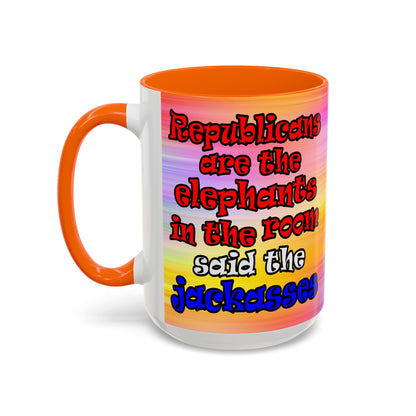 donkeys and elephants - Accent Mug (color blur)
