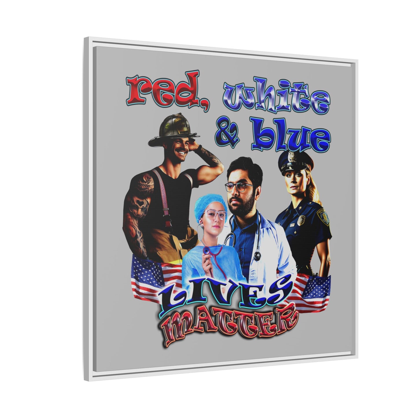 rw&b lives matter - framed canvas art (light grey)