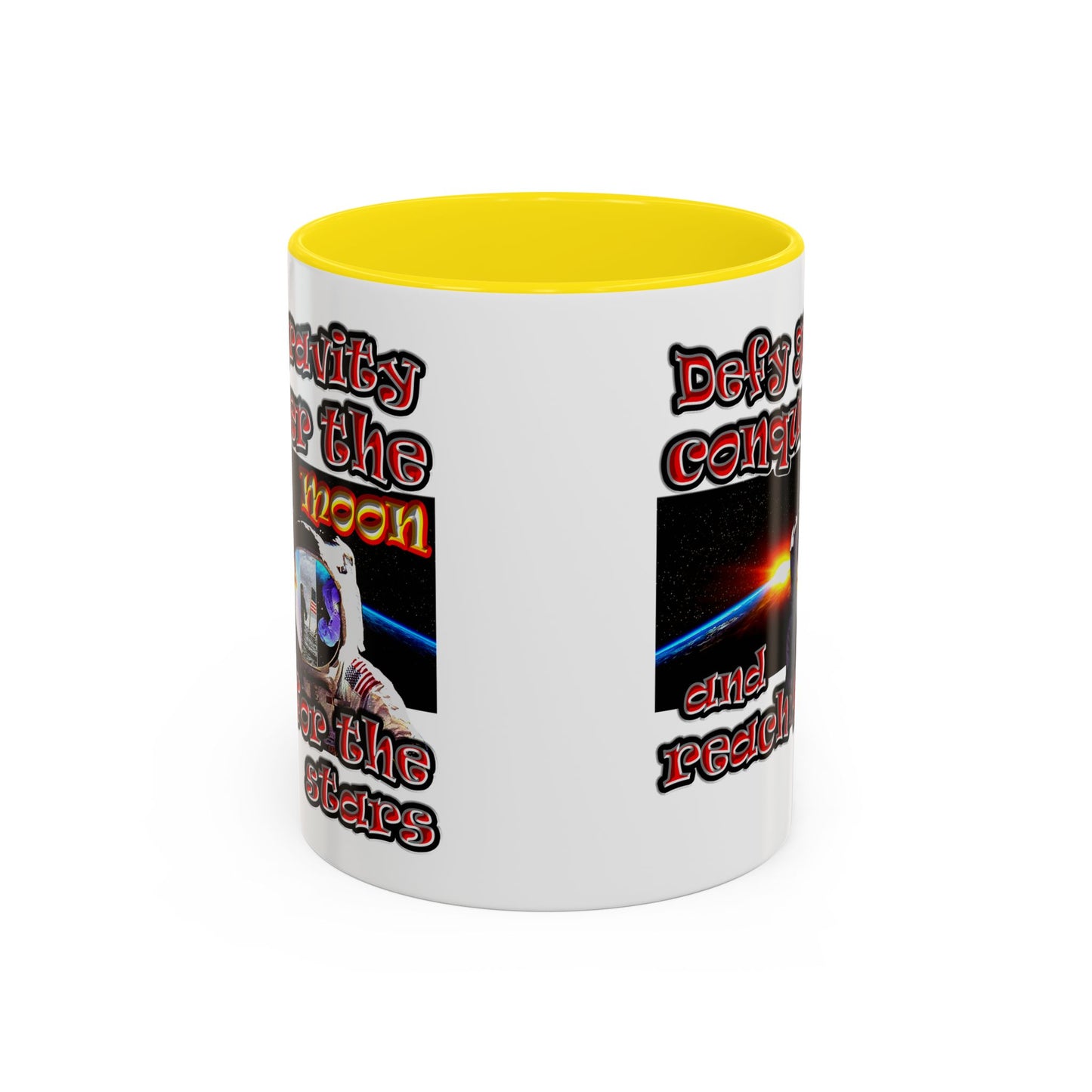 defy conquer reach - Accent Mug (white)