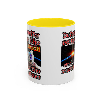 defy conquer reach - Accent Mug (white)