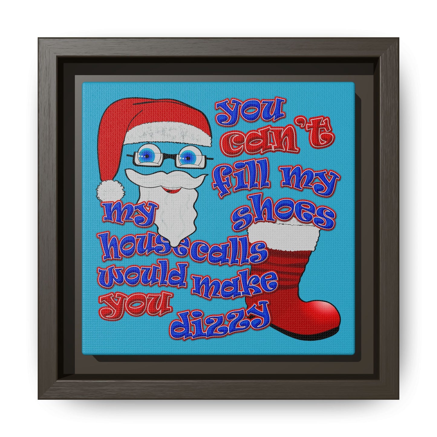 santa's shoes - framed canvas art (turquoise)