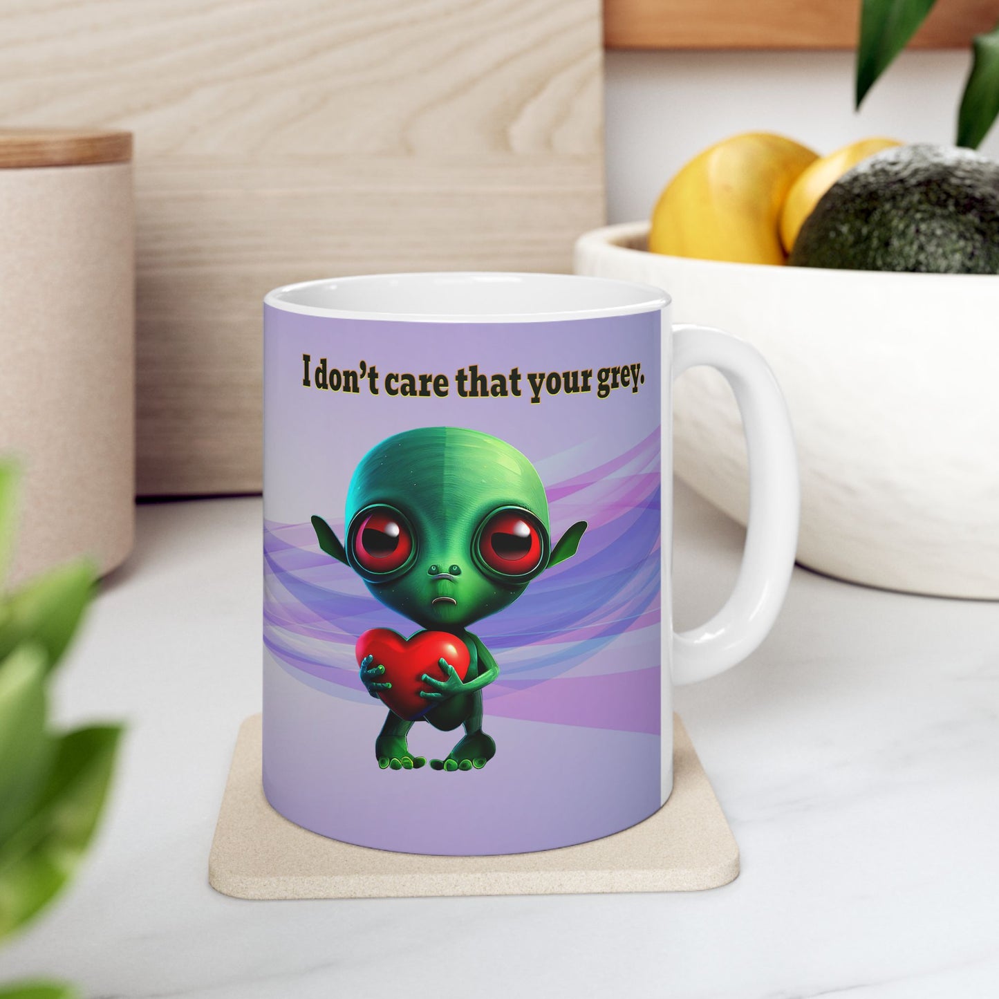 I don't care that your grey - White Mug (light blue-pink wave)