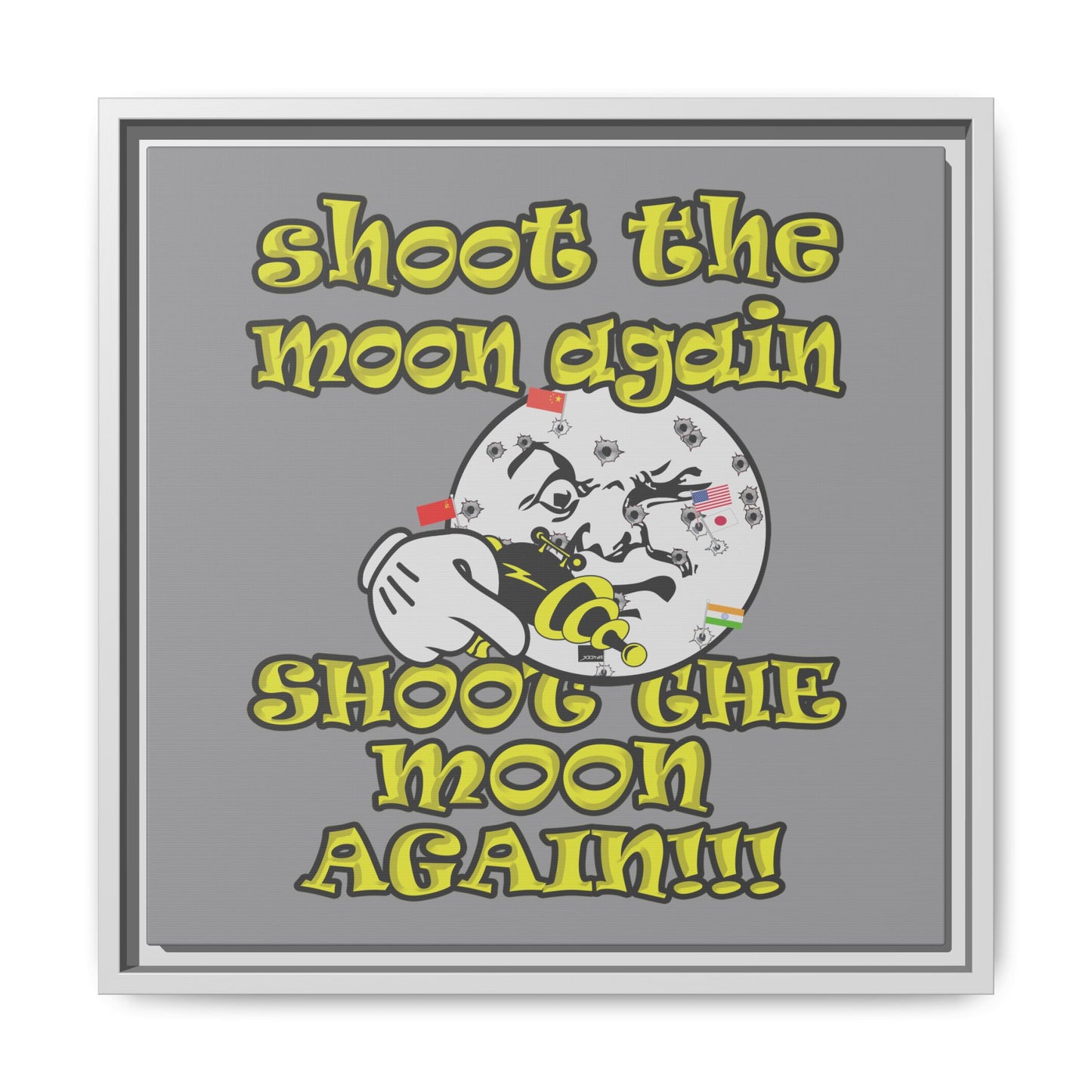 shoot the moon again - framed canvas art (grey)