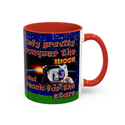 defy conquer reach - Accent Mug ('snoops' background)