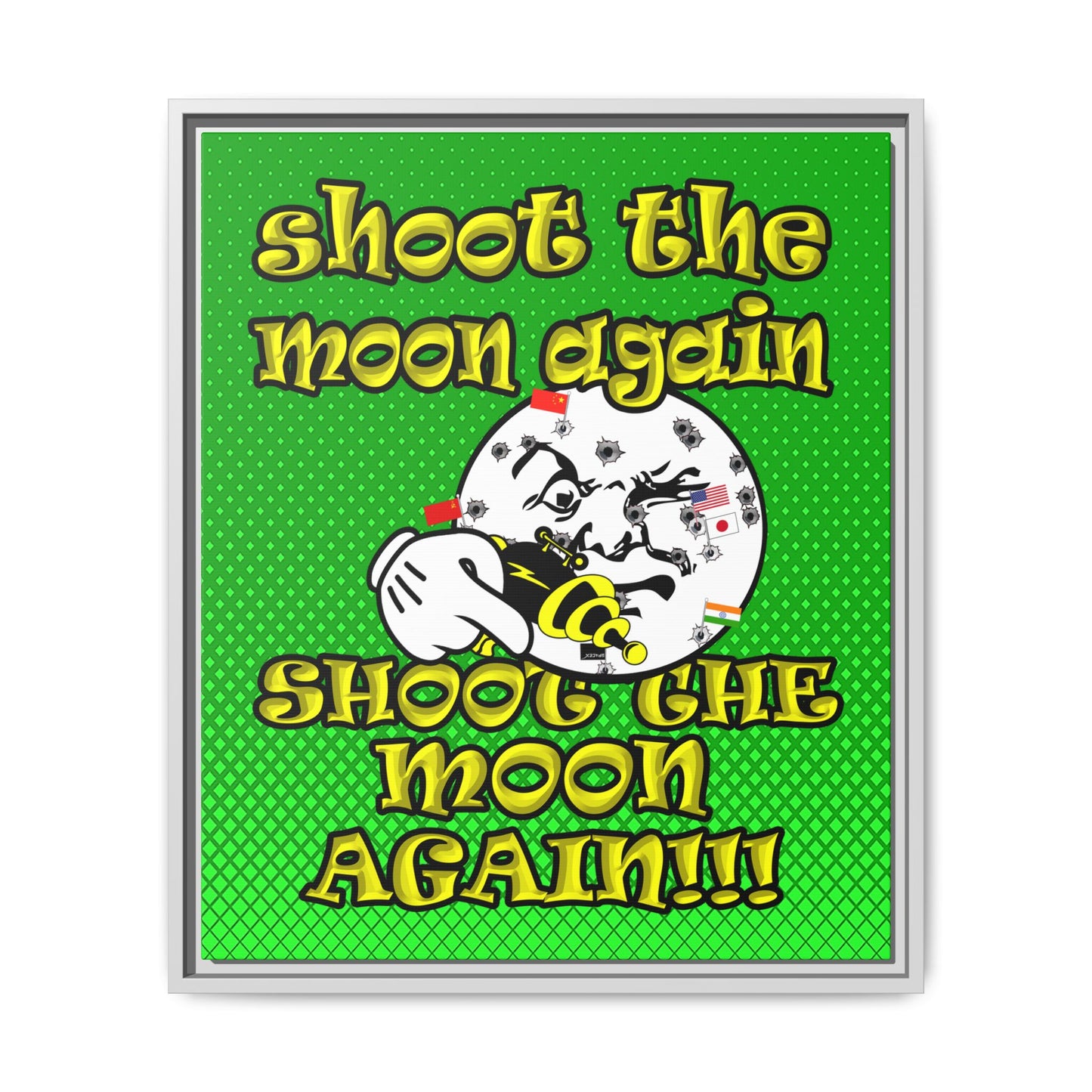 shoot the moon again - framed canvas art (logo green)