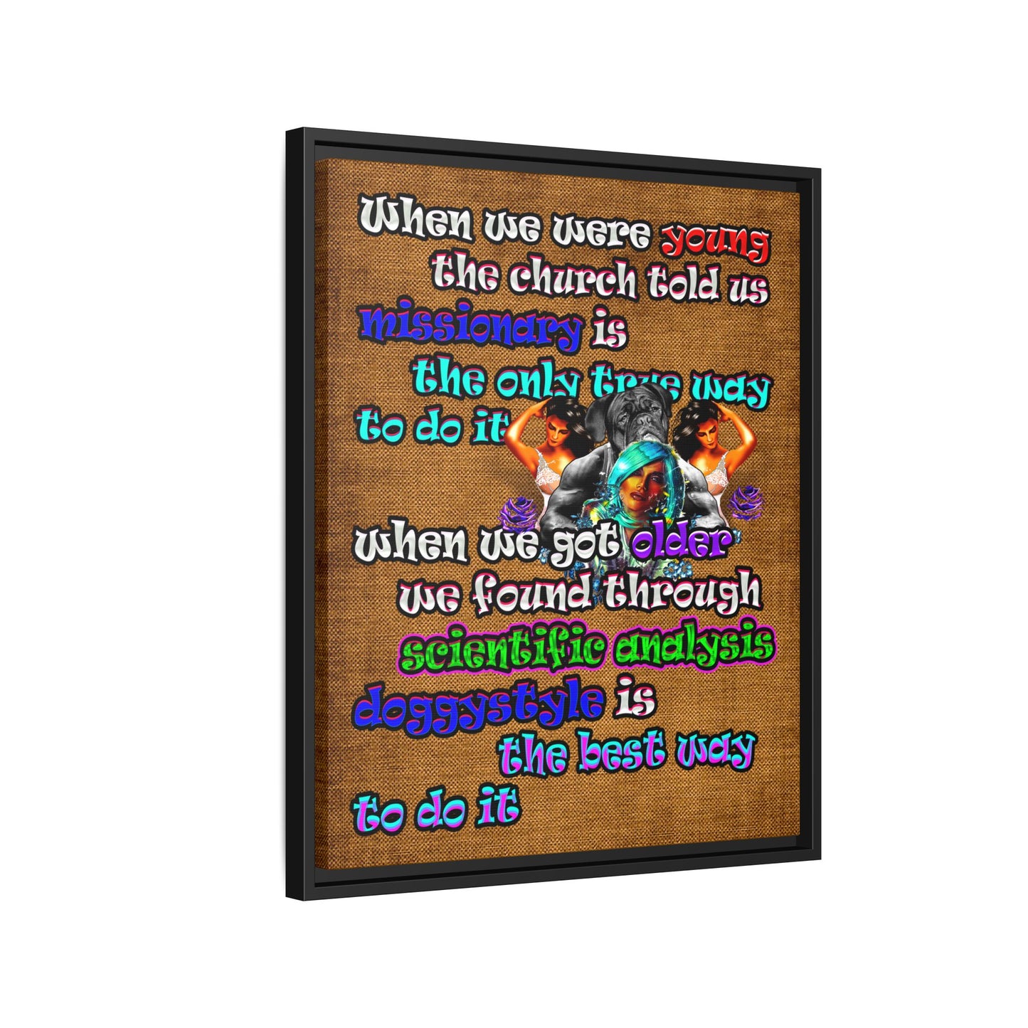 doggystyle - framed canvas art (brown papyrus)