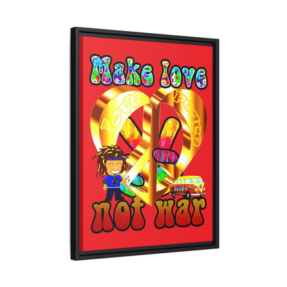 love peace - framed canvas art (red)