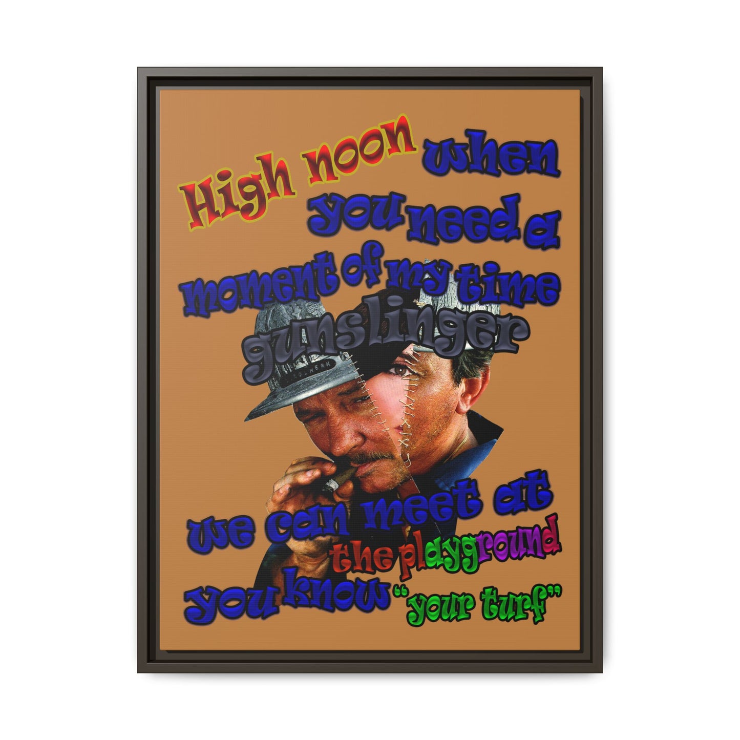 high noon - framed canvas art (light brown)