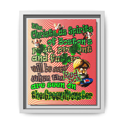 christmas spirits of boston - framed canvas art (yellow-orange wave)