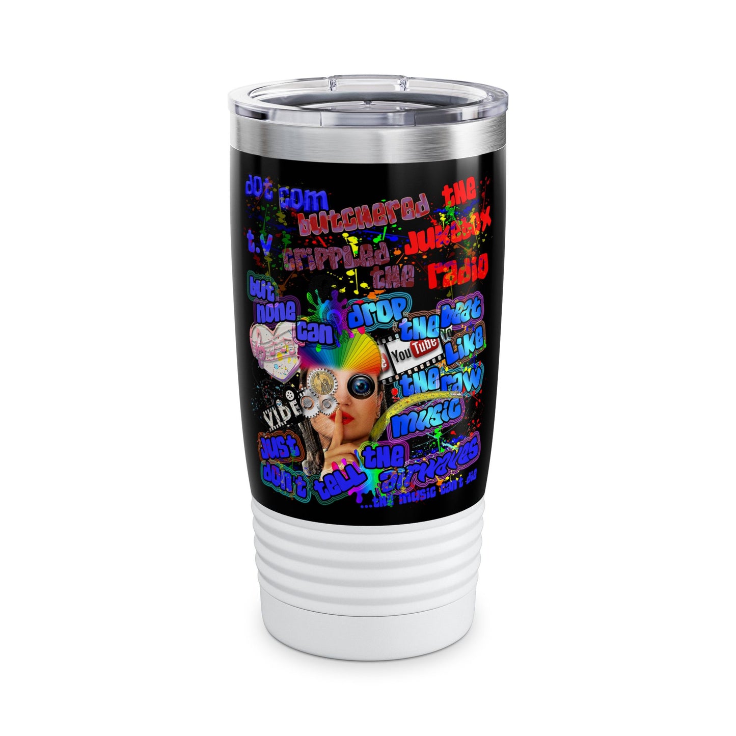 drop the beat - Ringneck Tumbler, 20oz (black)
