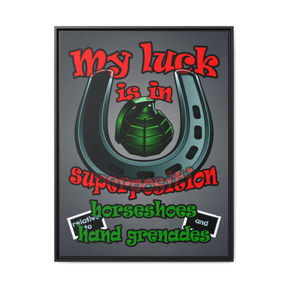my luck - framed canvas art (grey-light grey)