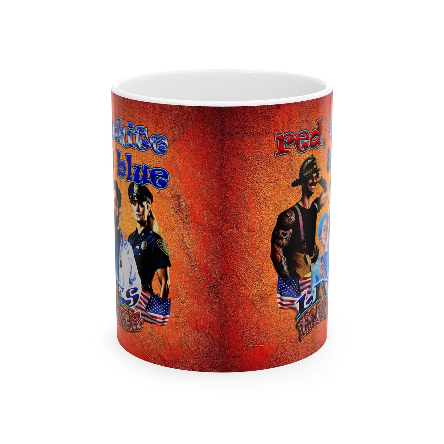rw&b lives matter - White Mug (burnt orange)