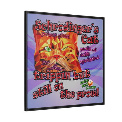 schrodinger's cat - framed canvas art (light blue-pink wave)