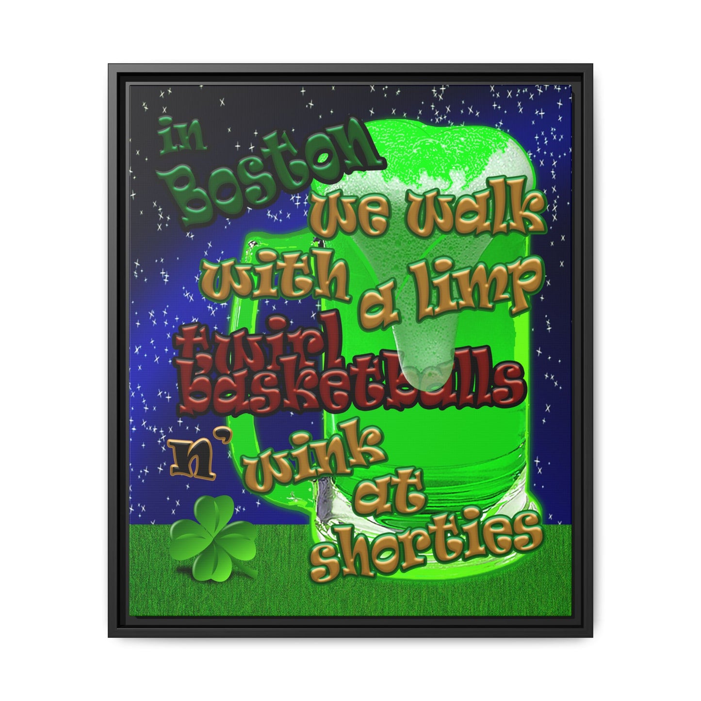 celtics logo - framed canvas art ('snoops' background)