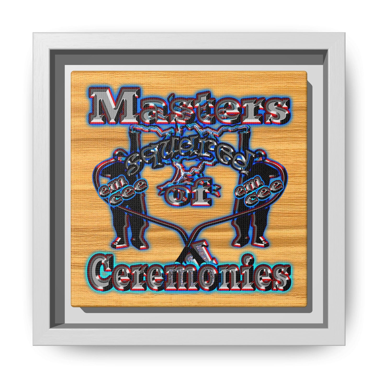 em cee squared - framed canvas art (butterscotch wood finish)