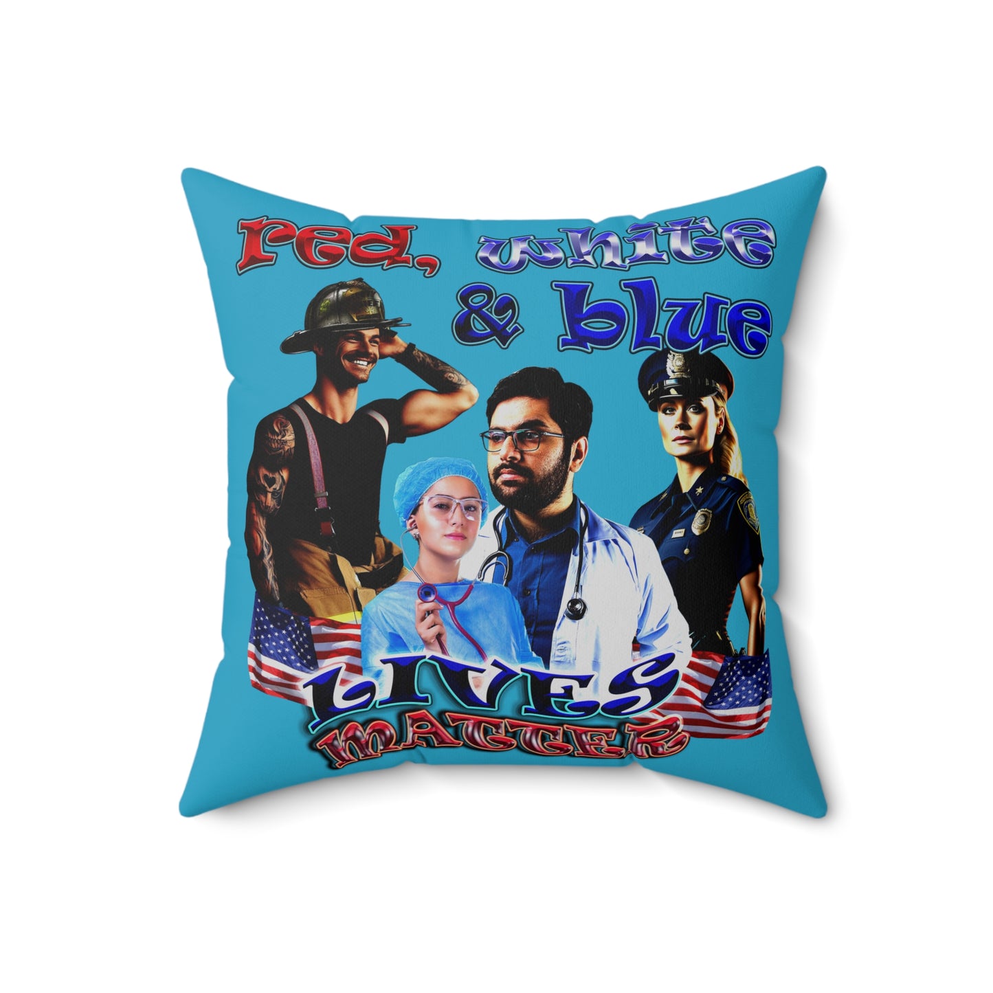 rw&b lives matter - Spun Polyester Square Pillow - (turquoise)