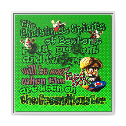 christmas spirits of boston - framed canvas art (logo green)