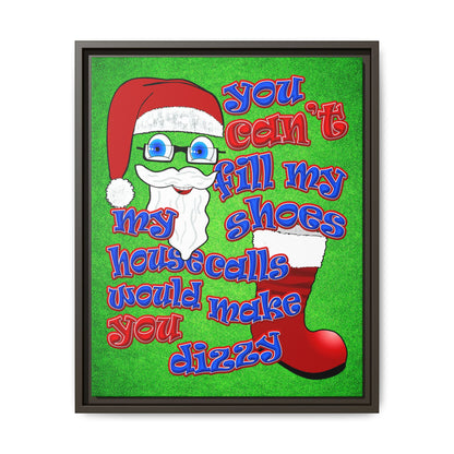 santa's shoes - framed canvas art (green turf)