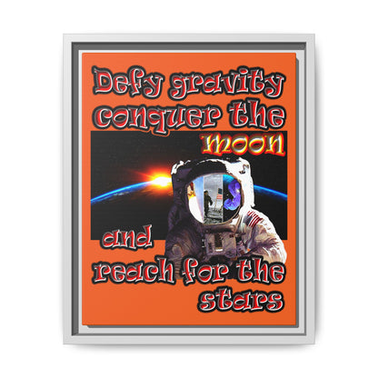 defy conquer reach - framed canvas art (orange)