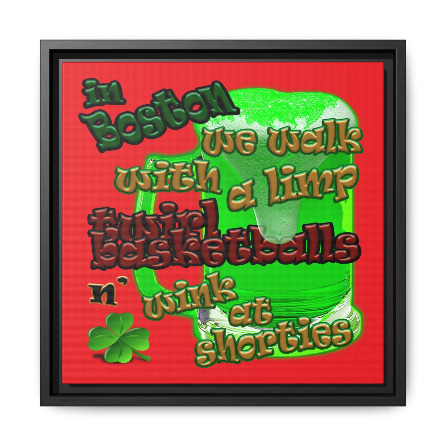 celtics logo - framed canvas art (red)