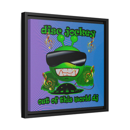 disc jockey - framed canvas art (light blue-purple wave)