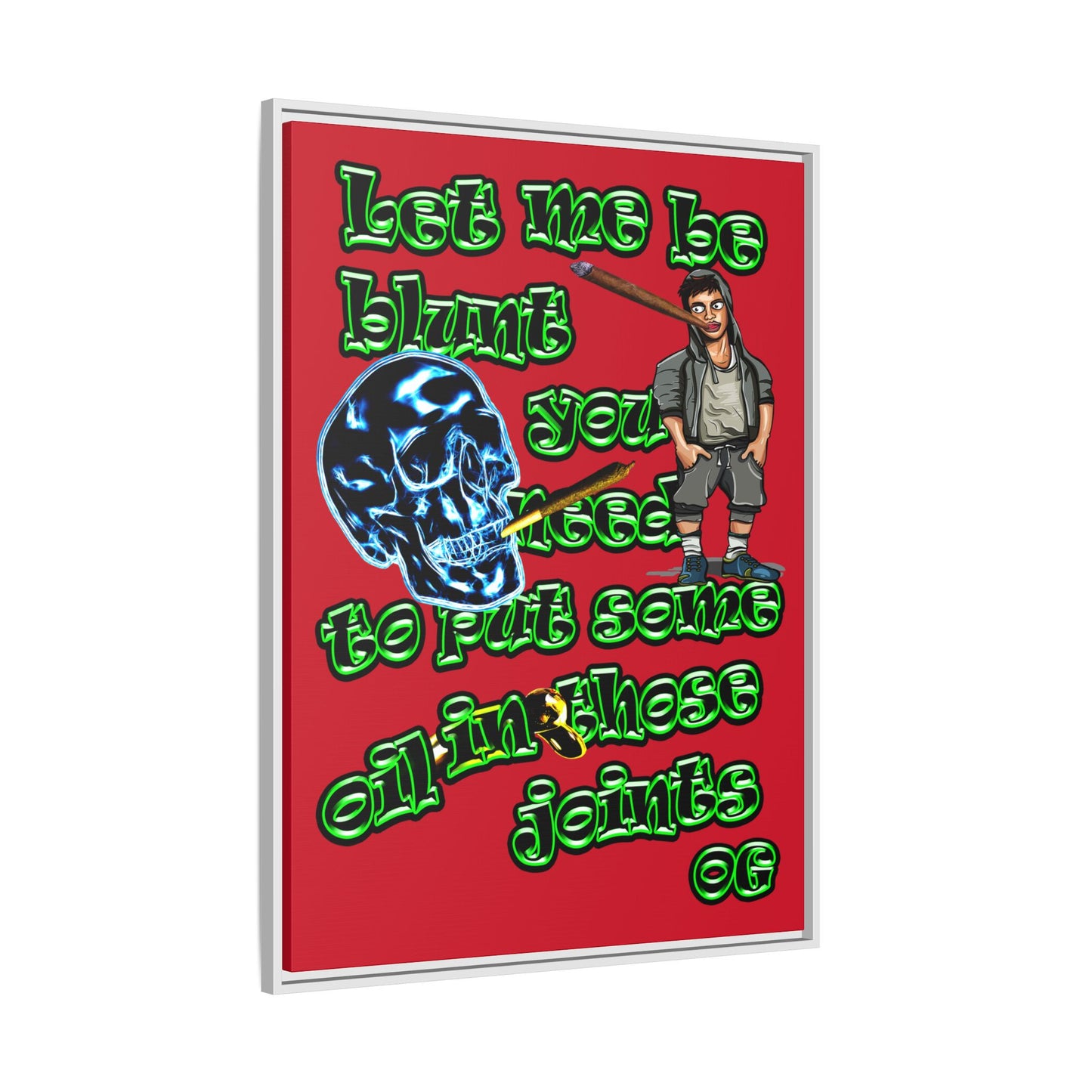 og - framed canvas art (dark red)