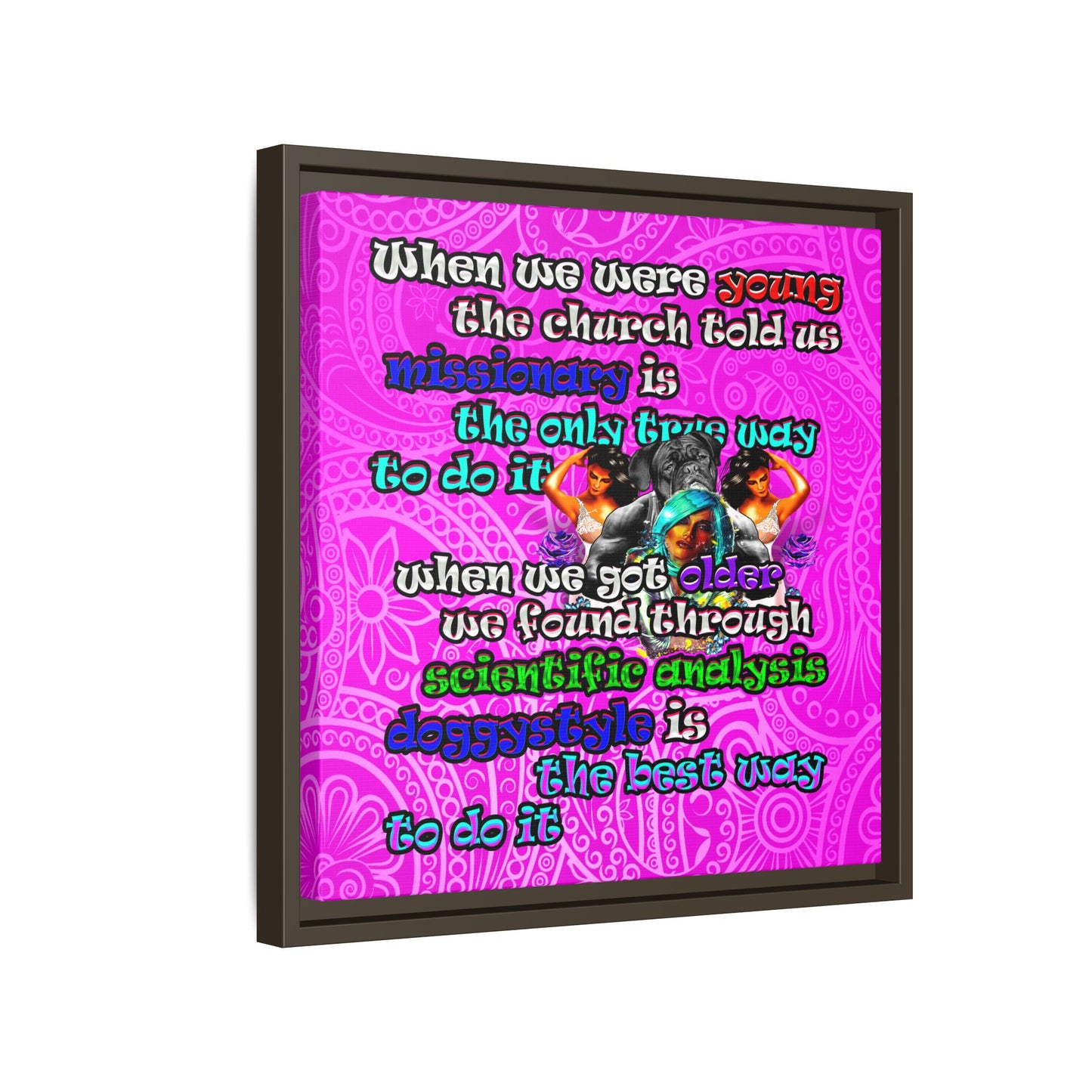 doggystyle - framed canvas art (pink swirl)