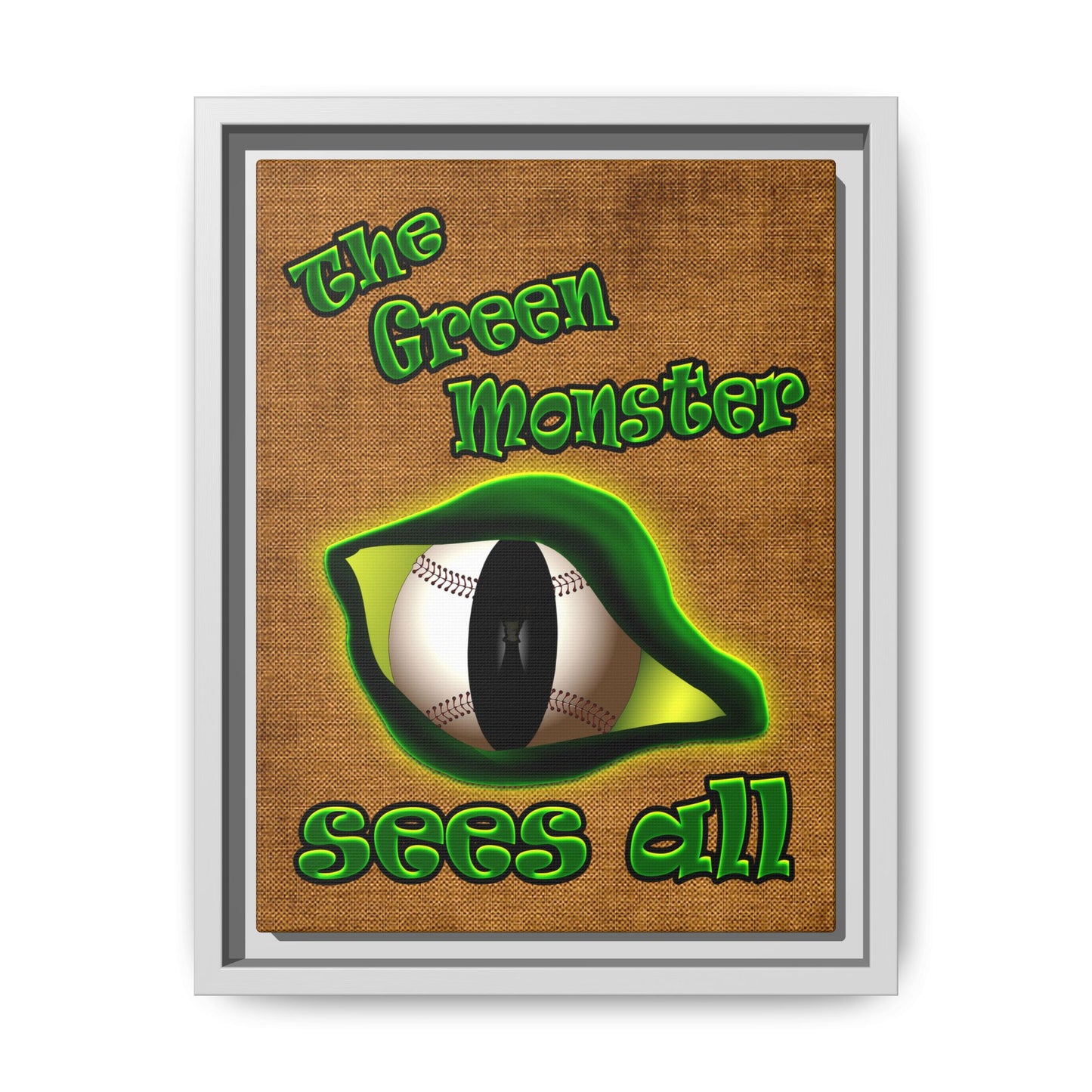 green monster - framed canvas art (brown papyrus)
