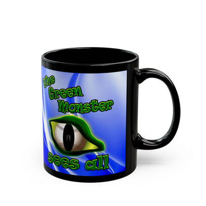 green monster - Black Mug (blue-white wave)