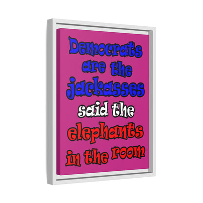 donkeys and elephants - framed canvas art (pink)