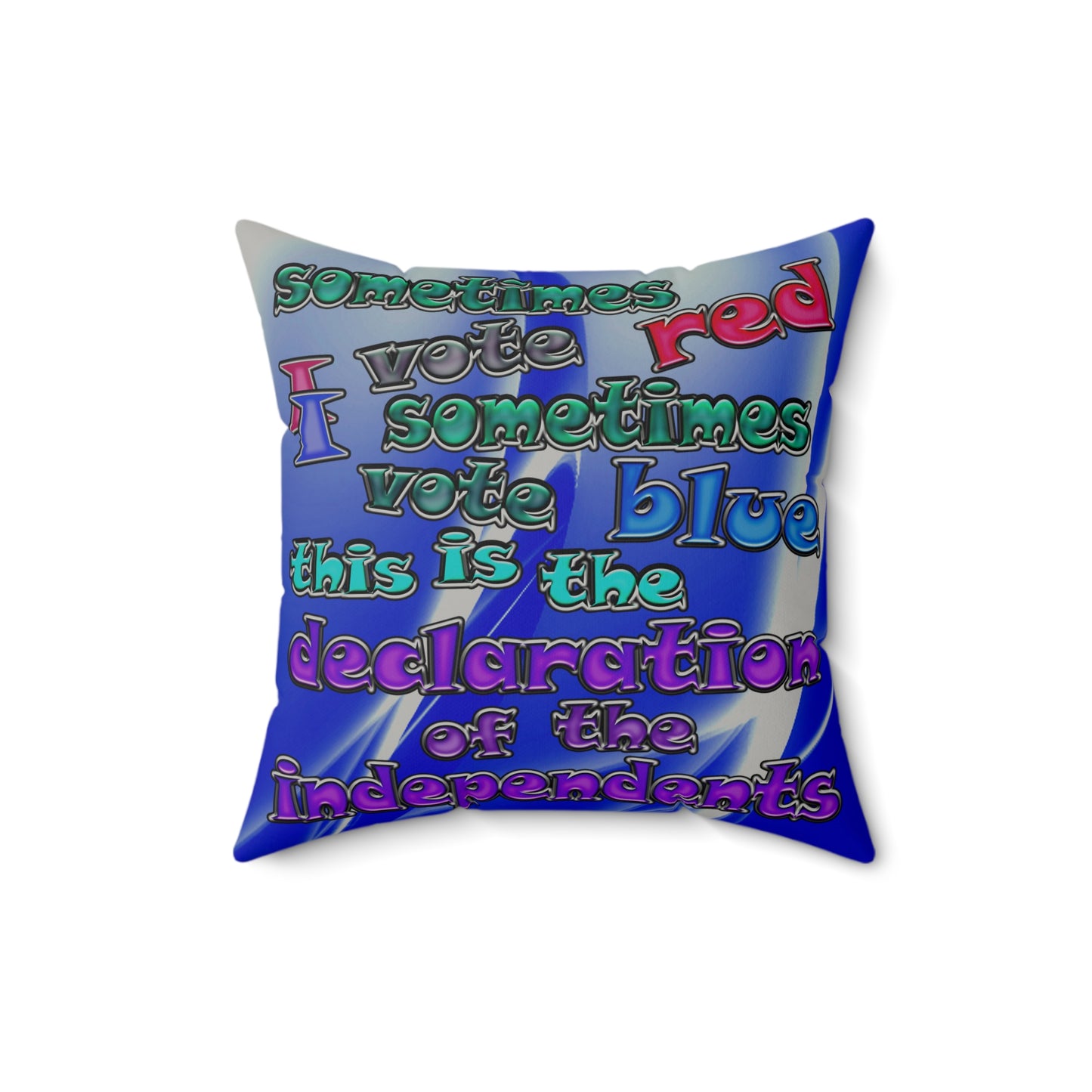 declaration of the independents - Faux Suede Square Pillow - (blue-white wave)