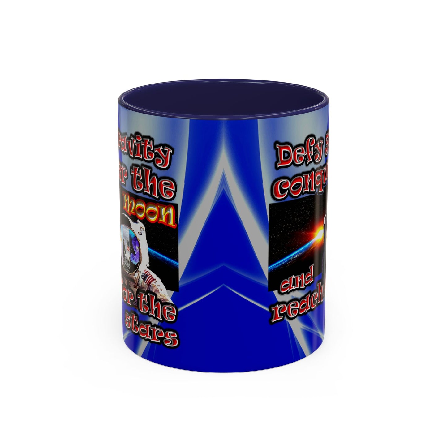 defy conquer reach - Accent Mug (blue-white wave)