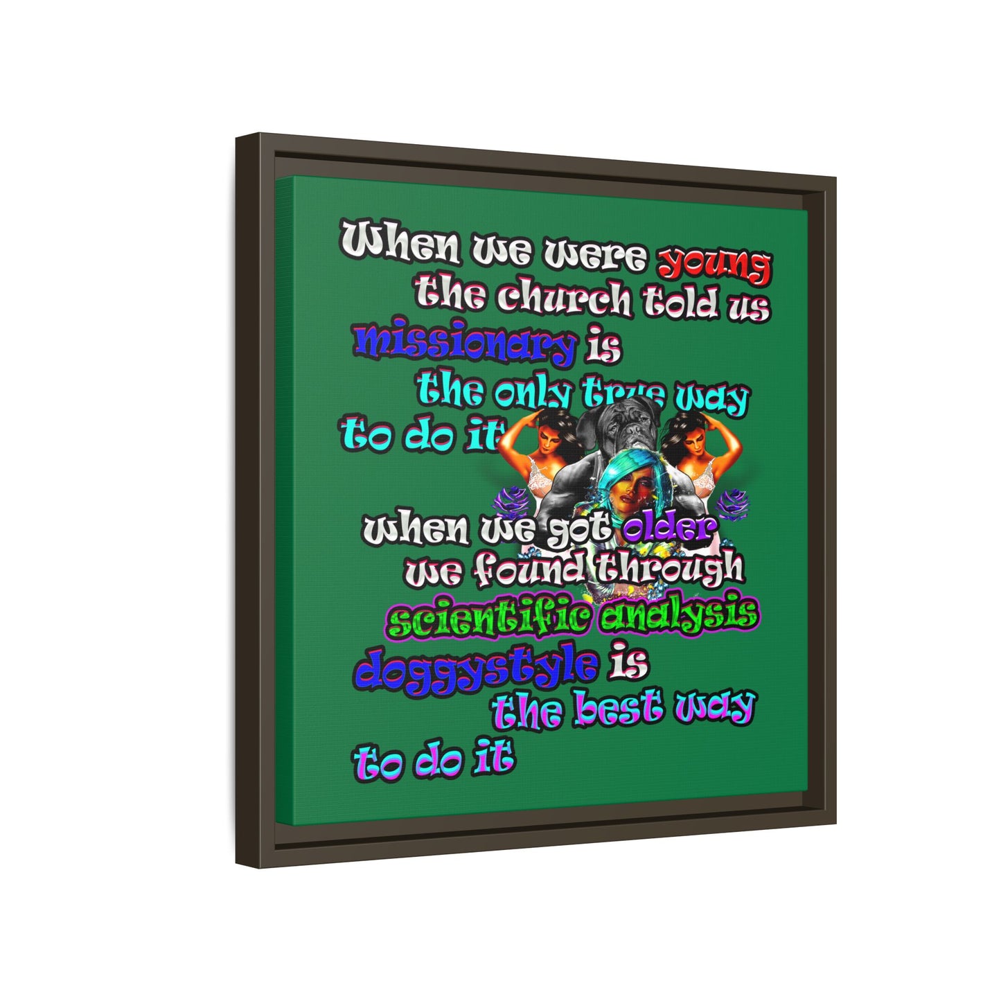 doggystyle - framed canvas art (dark green)
