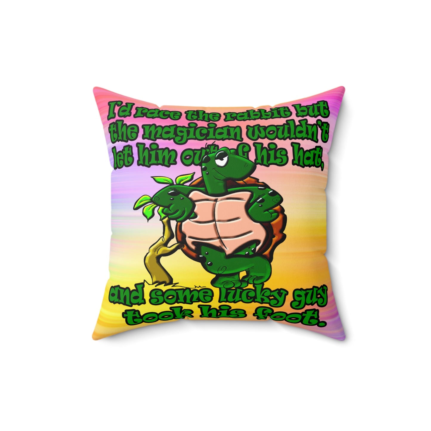 turtle race - Spun Polyester Square Pillow - (color blur)